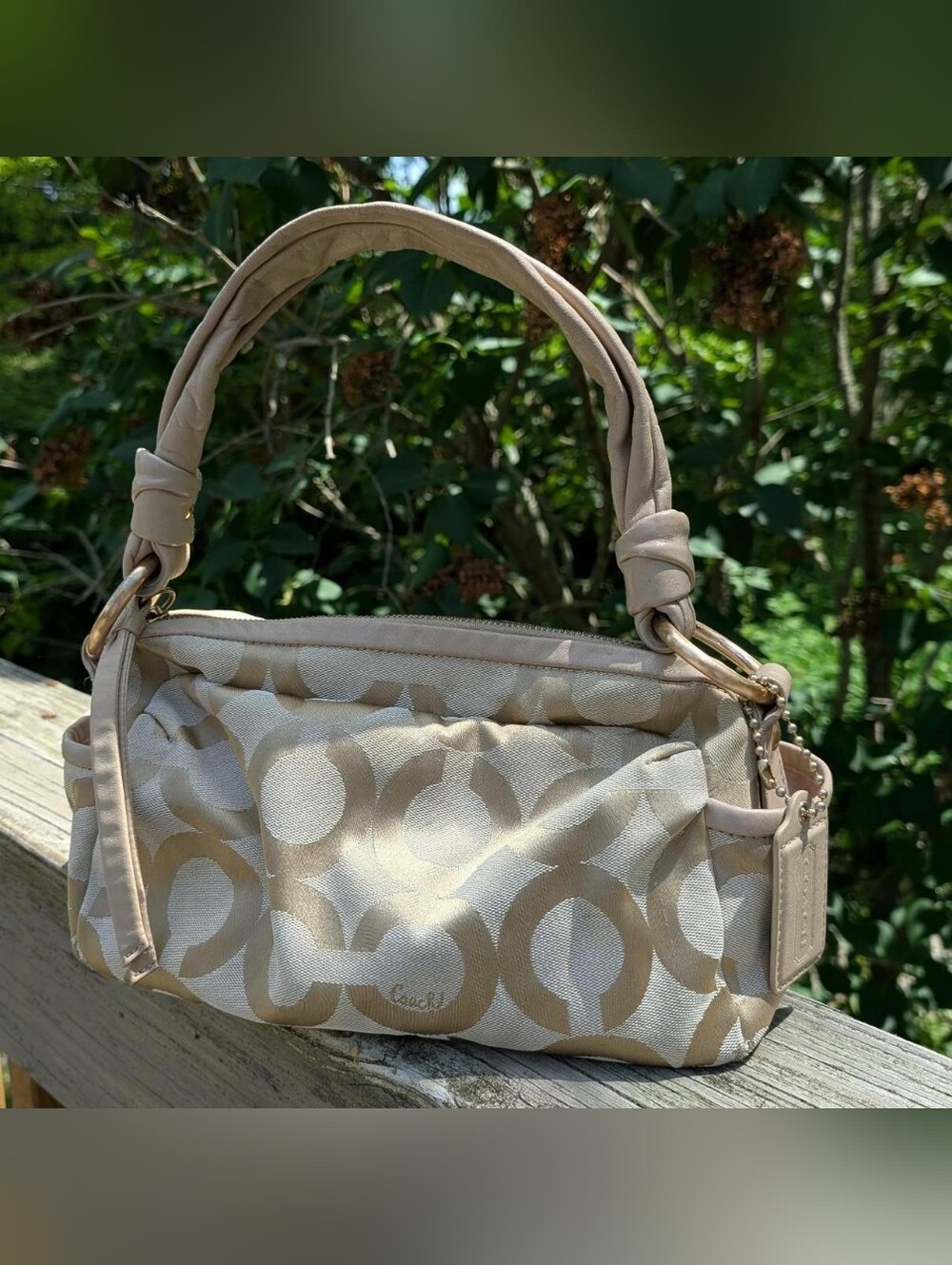 Vintage Coach Parker Y2k 13439 Tan Gold Shoulder Bag Purse - Picture 1 of 8